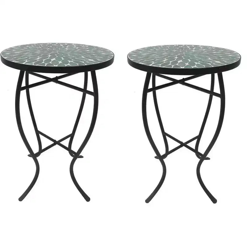 Jiallo Mosaic Art Collection Leave Green Accent Table (Set of 2)