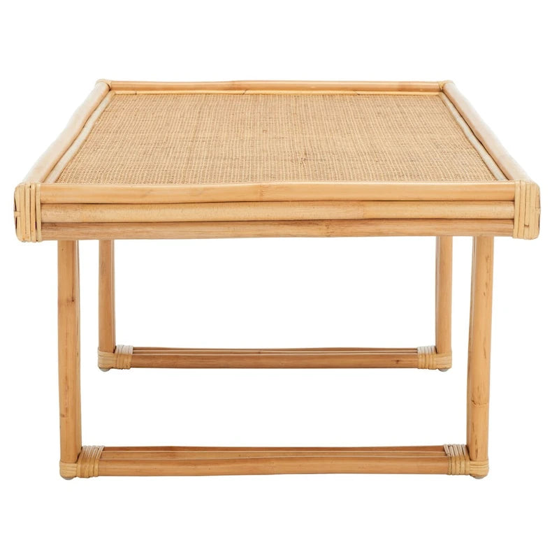 Tavolino da caffè rettangolare tropicale Boho Coastal Rattan - 119 cm L x 61 cm P x 46 cm A