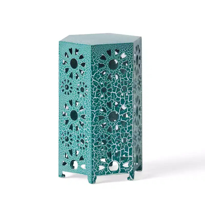 GDFStudio Elliot Tavolino da esterno a raggiera in ferro da 30 cm, Teal screpolato
