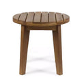 GDFStudio Parker Outdoor Acacia Wood Slat Top Circular Side Table, Teak