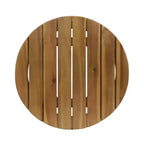 Tavolino laterale circolare da esterno GDFStudio Parker con ripiano a doghe in legno di acacia, Teak