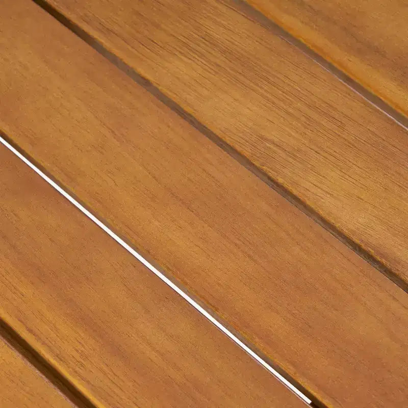Tavolino laterale circolare da esterno GDFStudio Parker con ripiano a doghe in legno di acacia, Teak