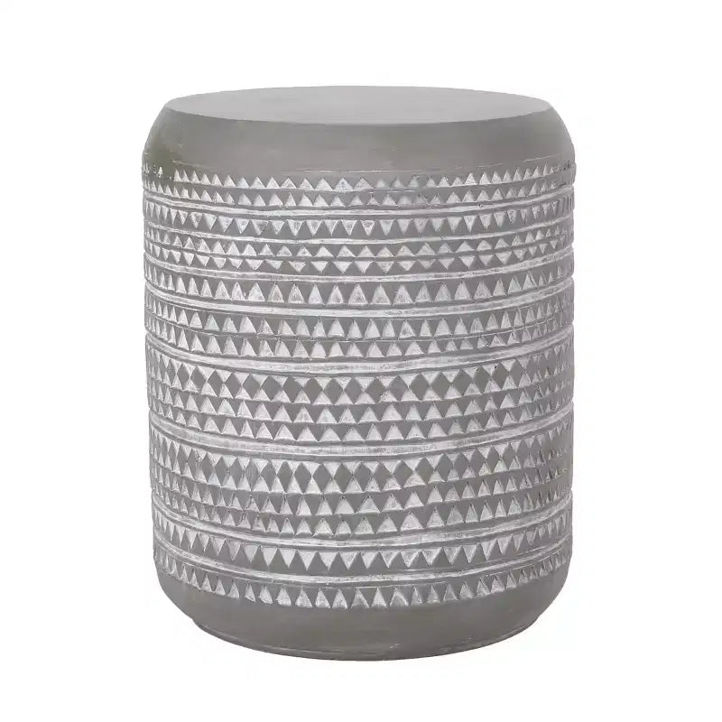 GDFStudio Aquilla Outdoor Lightweight Concrete Side Table, Concrete Finish/White