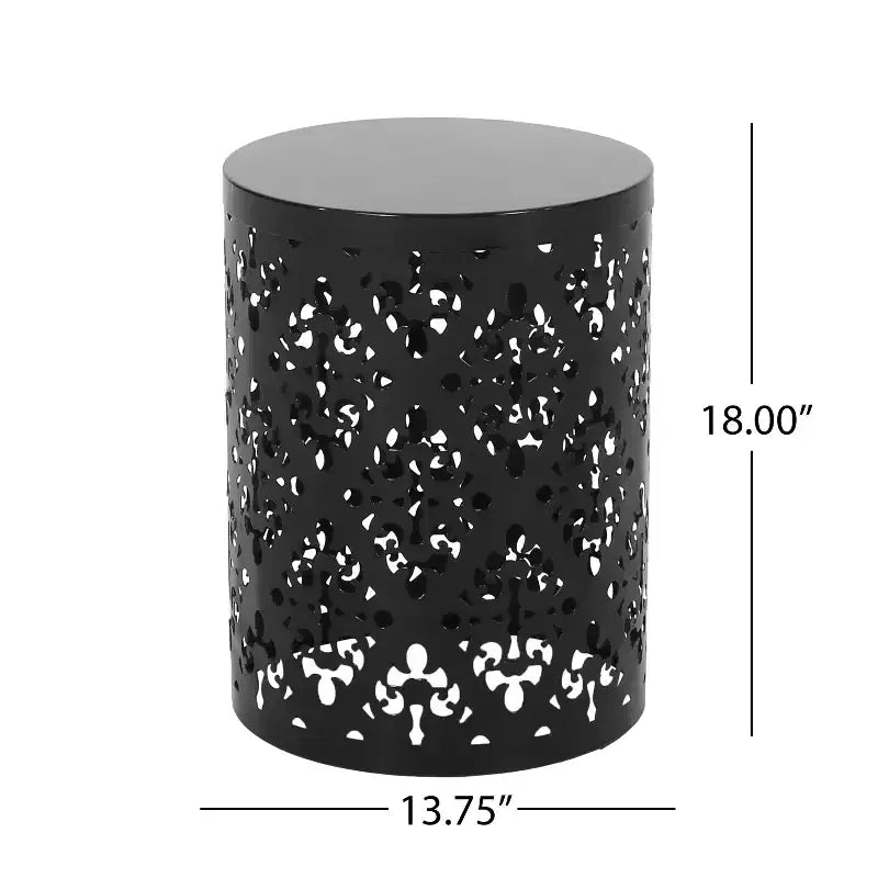 Table d'appoint d'extérieur en métal Verdugo GDFStudio, noire