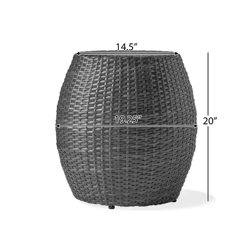 GDFStudio Ellison Table d'appoint d'extérieur en osier gris