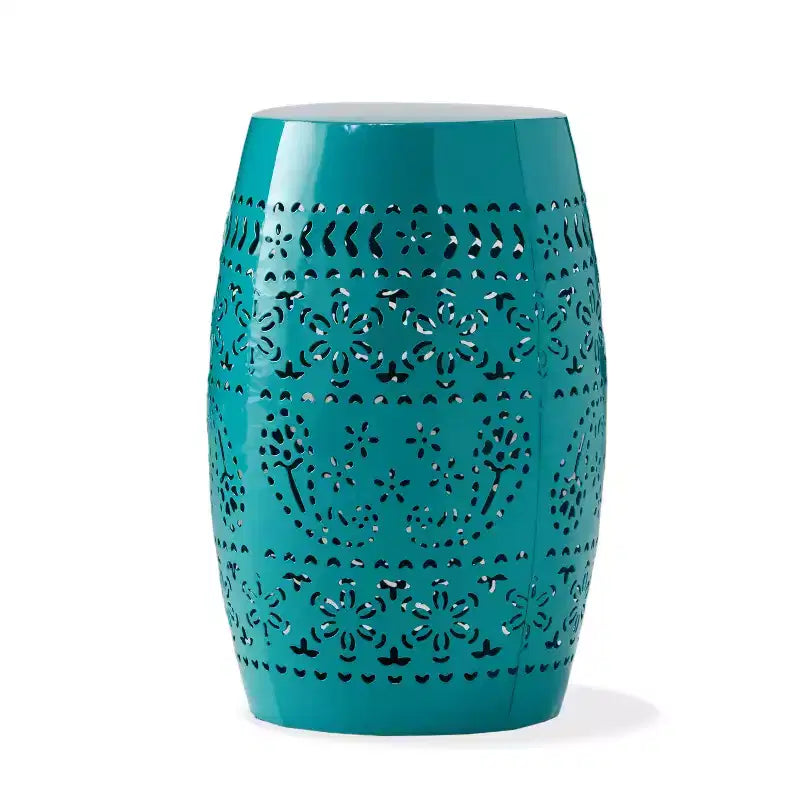 GDFStudio Riley Outdoor Lace Cut 12 Inch Side Table, Teal