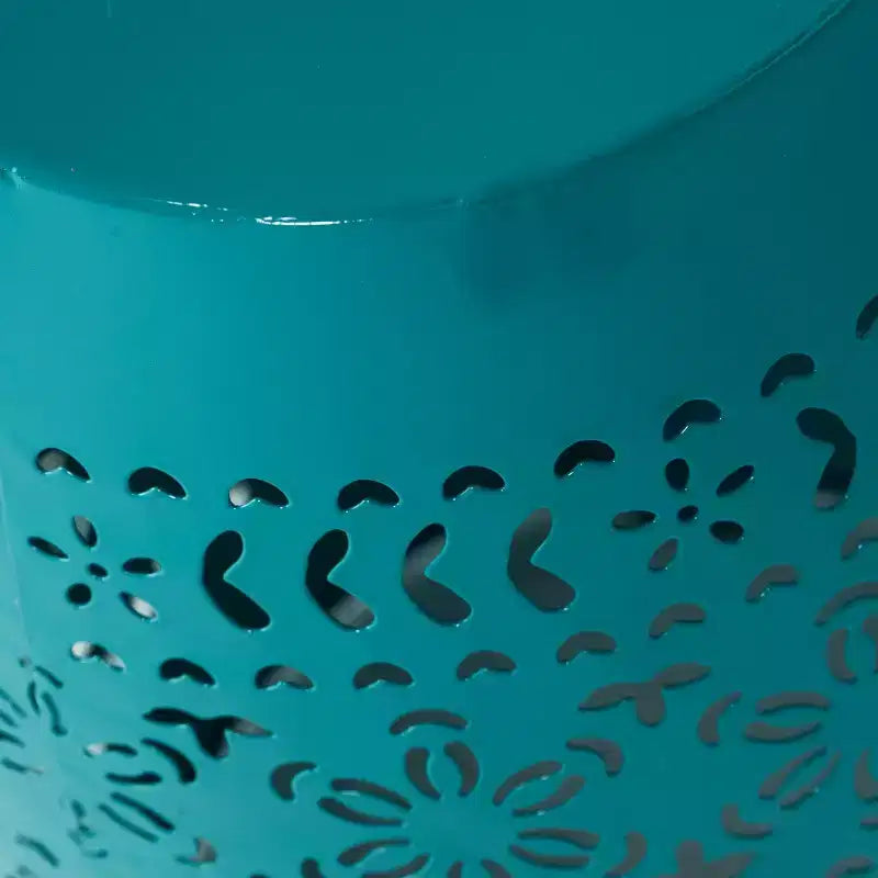 GDFStudio Riley Tavolino Laterale da Esterni in Metallo Intagliato da 12 Pollici, Verde Acqua
