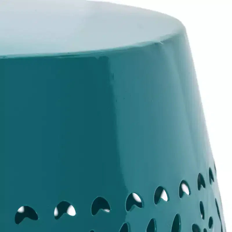 GDFStudio Riley Tavolino Laterale da Esterni in Metallo Intagliato da 12 Pollici, Verde Acqua