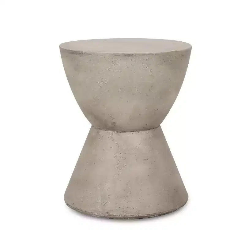 GDFStudio Attola Outdoor Lightweight Concrete Side Table, Light Gray