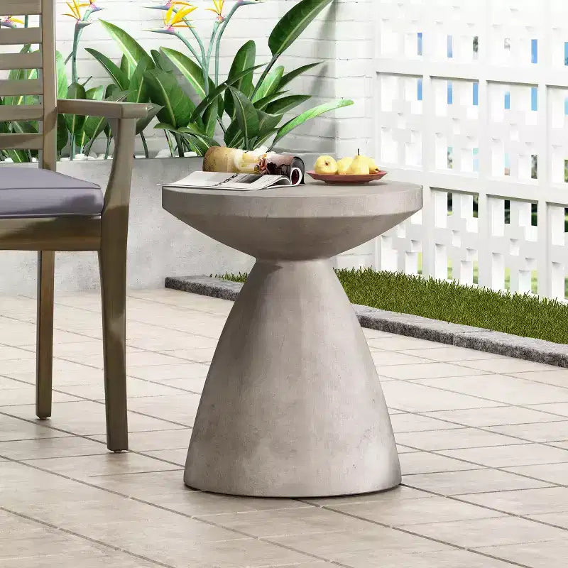 Christopher Knight Home Inkwood Outdoor Lightweight Concrete Side Table, Concrete Finish