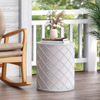 Table d'appoint d'extérieur en béton léger Ospery GDFStudio, blanc antique