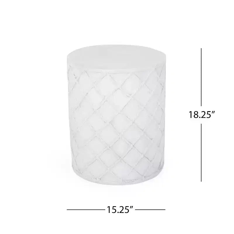 Table d'appoint d'extérieur en béton léger Ospery GDFStudio, blanc antique