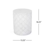Table d'appoint d'extérieur en béton léger Ospery GDFStudio, blanc antique