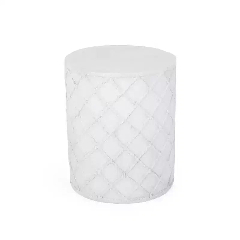 Table d'appoint d'extérieur en béton léger Ospery GDFStudio, blanc antique