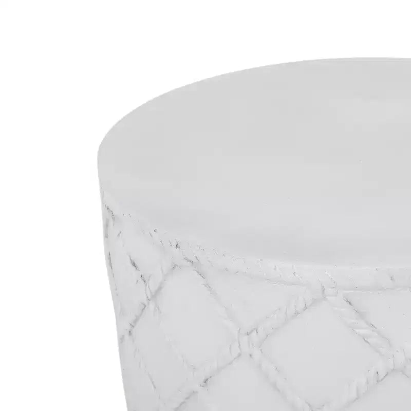 Table d'appoint d'extérieur en béton léger Ospery GDFStudio, blanc antique