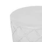 Table d'appoint d'extérieur en béton léger Ospery GDFStudio, blanc antique