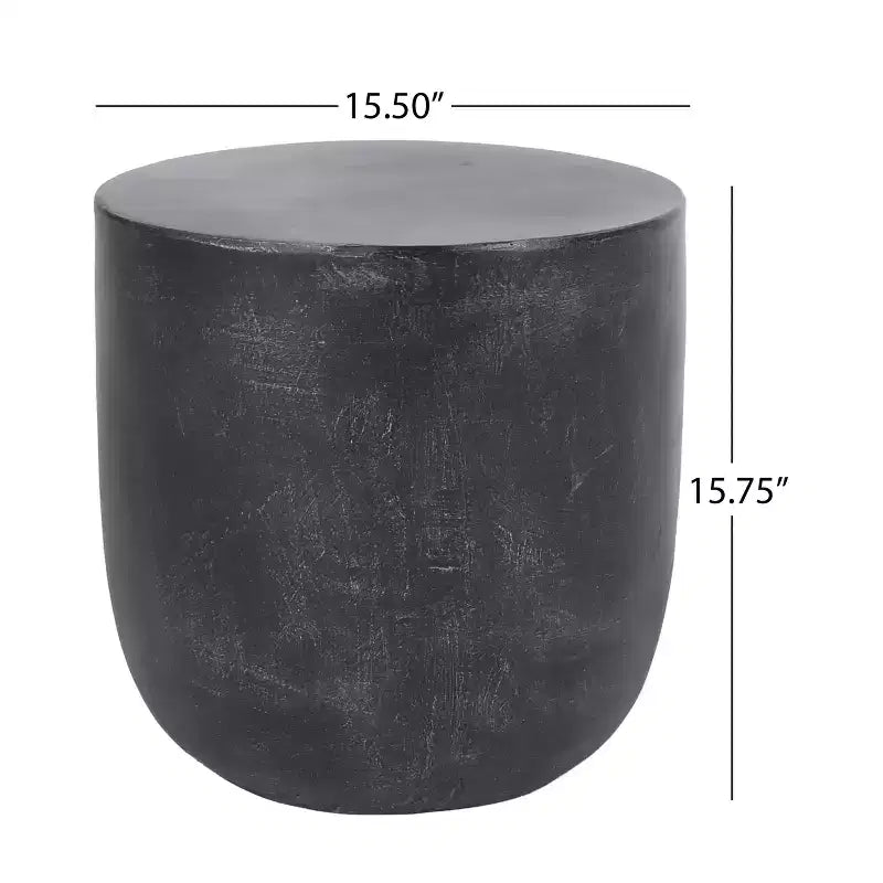 Christopher Knight Home Akin Table d'appoint d'extérieur en béton léger, Noir mat