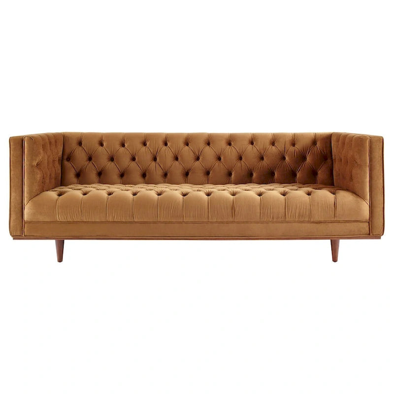 Divano trapuntato in velluto performance