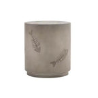 Christopher Knight Home Axel Indoor and Outdoor Handcrafted Lightweight Concrete Side Table with Fish Pattern, Gray
