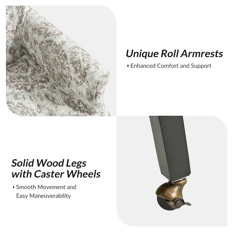Sedia da pranzo con braccioli e rivestimento sfoderabile in tessuto con gambe in legno, set da 2