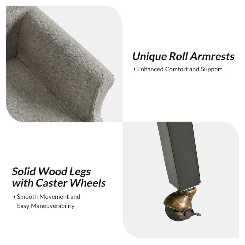 Sedia da pranzo con braccioli e rivestimento sfoderabile in tessuto con gambe in legno, set da 2