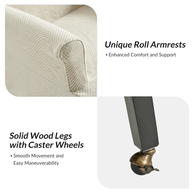 Sedia da pranzo con braccioli e rivestimento sfoderabile in tessuto con gambe in legno, set da 2