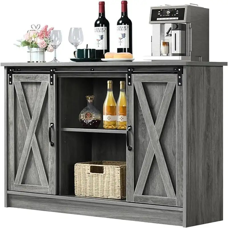 Credenza a buffet da fattoria con ante scorrevoli a fienile - 15,7P x 42L x 32A