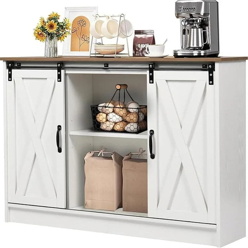 Credenza a buffet da fattoria con ante scorrevoli a fienile - 15,7P x 42L x 32A