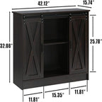 Credenza a buffet da fattoria con ante scorrevoli a fienile - 15,7P x 42L x 32A