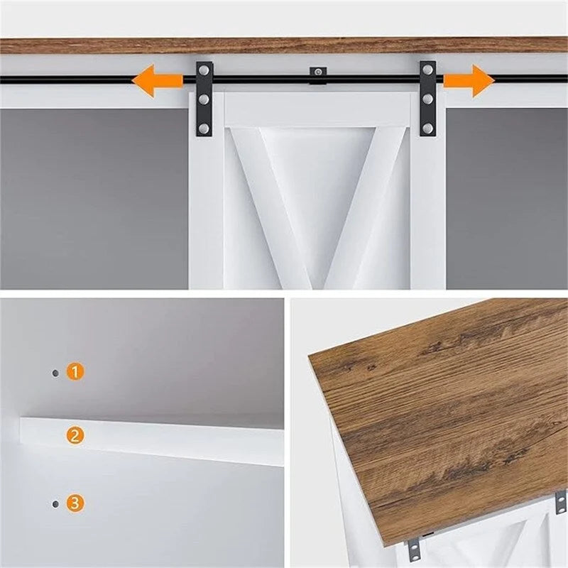 Credenza a buffet da fattoria con ante scorrevoli a fienile - 15,7P x 42L x 32A