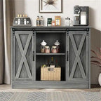 Credenza a buffet da fattoria con ante scorrevoli a fienile - 15,7P x 42L x 32A