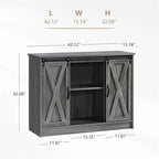 Credenza a buffet da fattoria con ante scorrevoli a fienile - 15,7P x 42L x 32A
