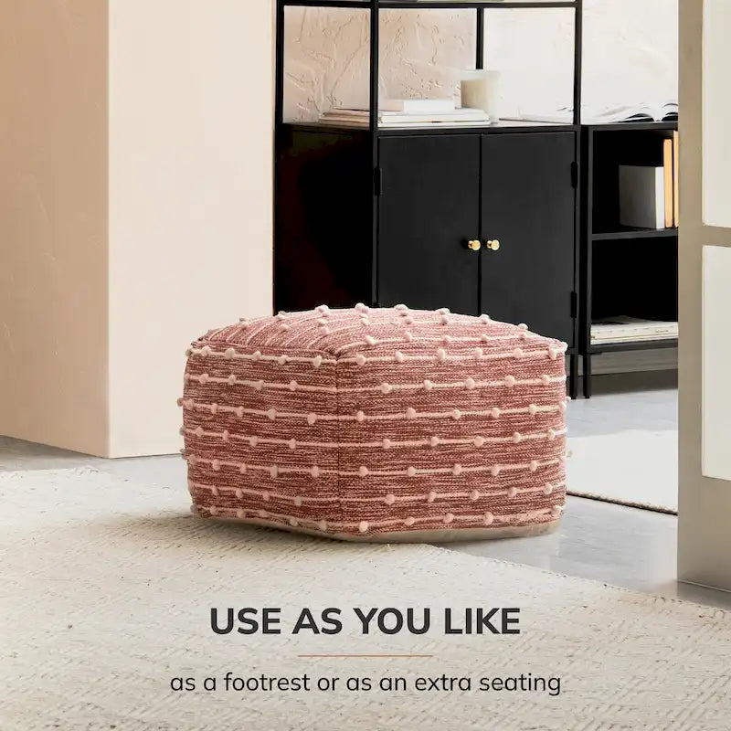 Pouf poggiapiedi quadrato da 56 cm – Realizzato a mano per soggiorno, camera da letto, cameretta dei bambini