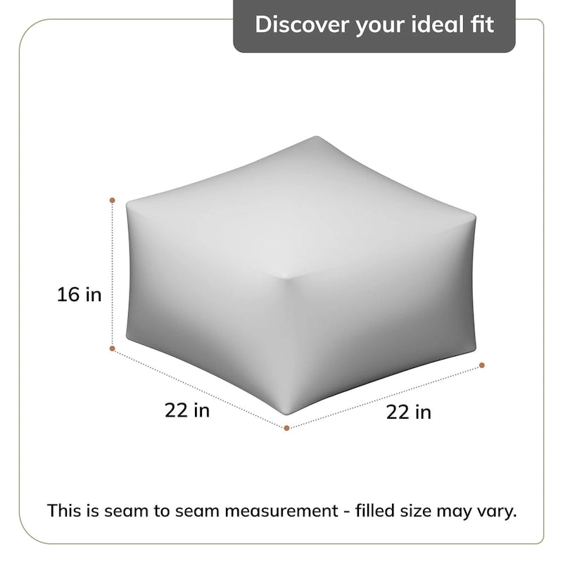 Pouf poggiapiedi quadrato da 56 cm – Realizzato a mano per soggiorno, camera da letto, cameretta dei bambini