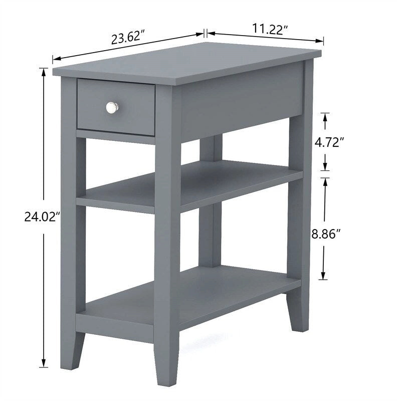 Tavolino stretto con cassetto e ripiano