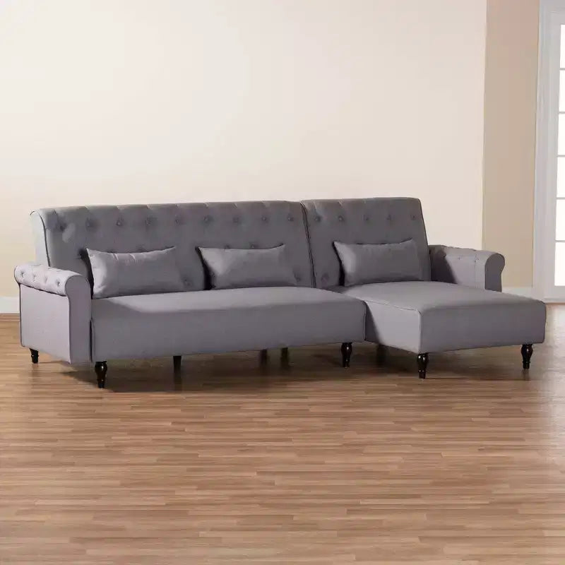 Divano Letto Convertibile Baxton Studio Chesterfield con Rivestimento in Tessuto