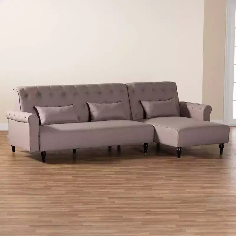 Divano Letto Convertibile Baxton Studio Chesterfield con Rivestimento in Tessuto