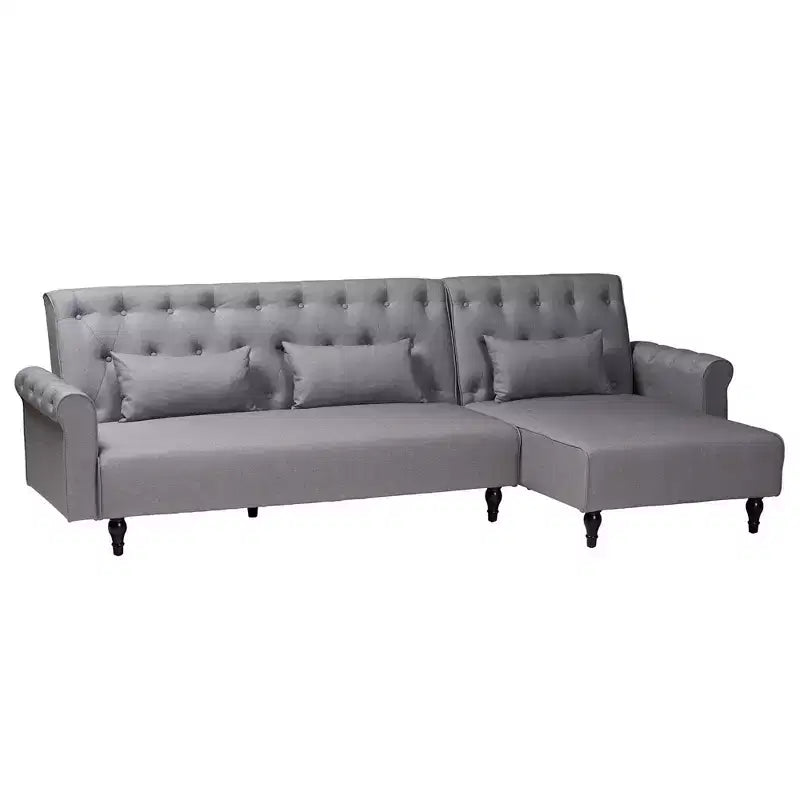 Divano Letto Convertibile Baxton Studio Chesterfield con Rivestimento in Tessuto