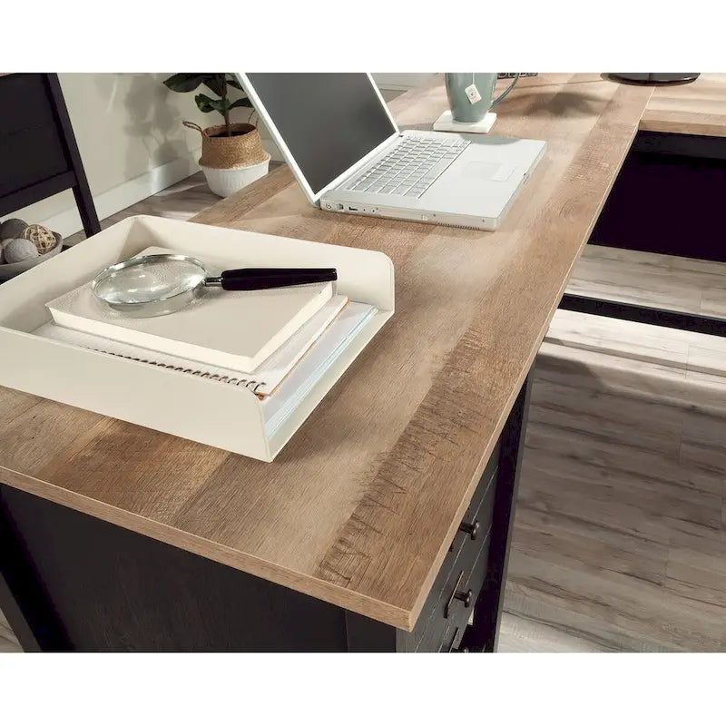 Scrivania ad angolo con cassetti e contenitori per ufficio domestico