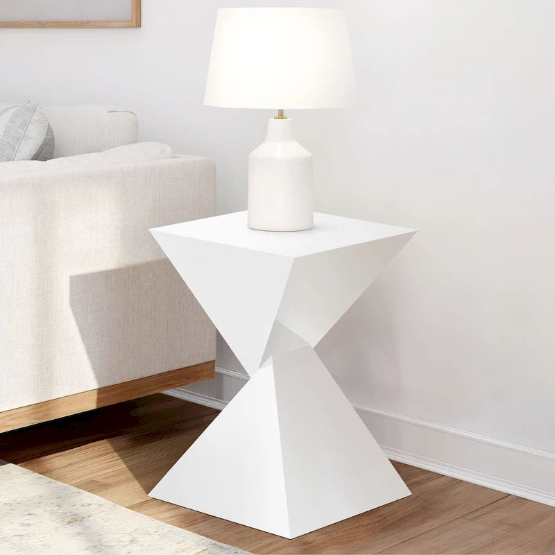 Tavolino d'appoggio in acrilico con design geometrico, per uso interno ed esterno