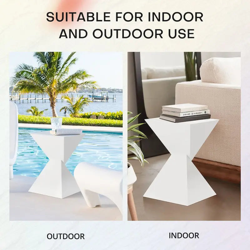 Tavolino d'appoggio in acrilico con design geometrico, per uso interno ed esterno