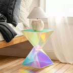 Tavolino d'appoggio in acrilico con design geometrico, per uso interno ed esterno