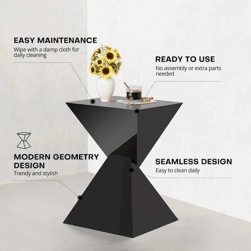 Tavolino d'appoggio in acrilico con design geometrico, per uso interno ed esterno
