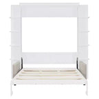 Letto a scomparsa Queen Murphy con divano, letto a scomparsa Queen Size con armadio, letto a parete pieghevole con libreria e mensole per camera degli ospiti o ufficio